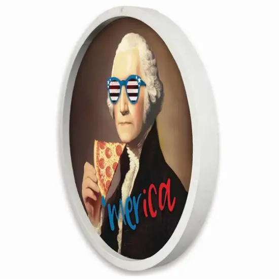 20" Round Pizza George Framed Print White {3}