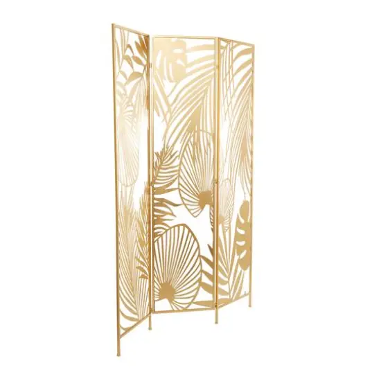Gold Iron Glam Room Divider Screen, 71" x 48" x 1" {3}