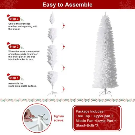 9ft. Unlit White Pencil Tinsel Artificial Christmas Tree {7}