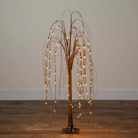 4ft. Pre-Lit Willow Artificial Christmas Tree, Warm White LED Lights {3}