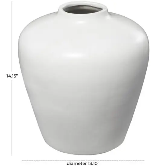 14" Modern Ceramic Vase White {7}