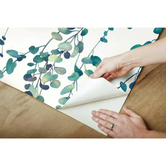 RoomMates Hanging Watercolor Vines Peel & Stick Wallpaper Blue and Green {7}