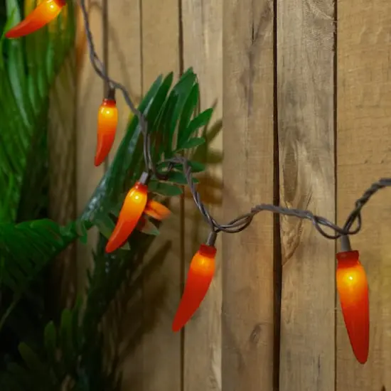 35ct. Orange Chili Pepper Patio String Light Set {3}