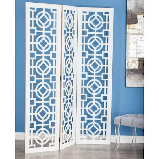 White Wood Farmhouse Room Divider Screen, 72" x 54" x 1" {9}