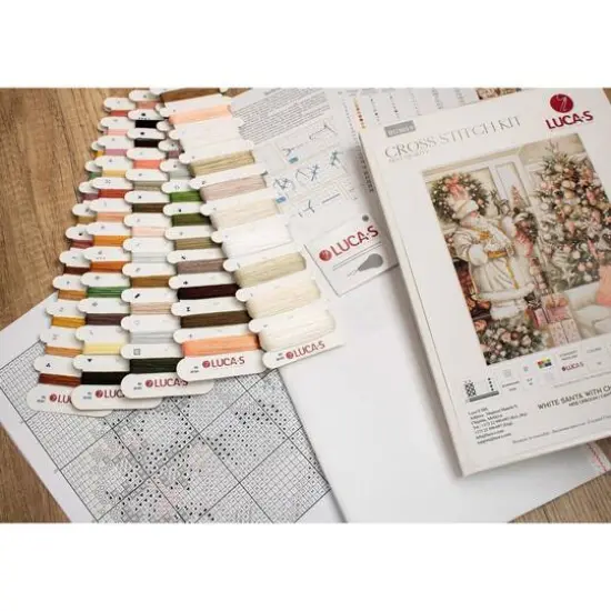 Luca-S White Santa With Christmas Tree Counted Cross-Stitch Kit {8}