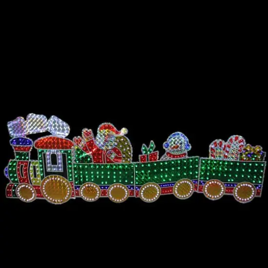 8.5ft. Holographic LED Lighted Motion Train Set Outdoor Christmas Decoration {7}