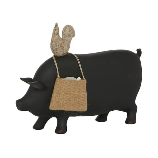14" Black Farmhouse Pig Chalkboard Tabletop Sign {1}