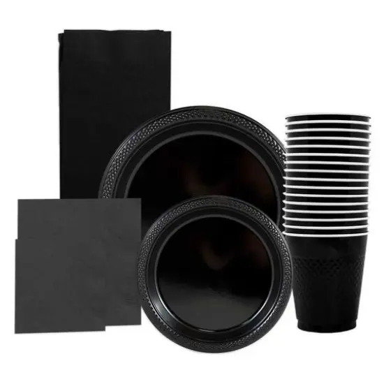 JAM Paper Party Tableware Assortment Pack Black {1}