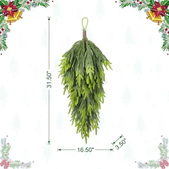 Glitzhome&reg; 31.5"H Christmas Greenery PE Teardrop {8}