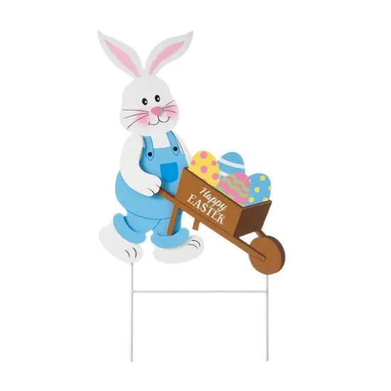 Glitzhome&reg; 30.5" Easter Bunny Cart Wooden D&eacute;cor {1}