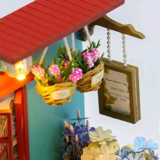 Wizardi Flower Shop Miniature Dollhouse Roombox Kit {7}