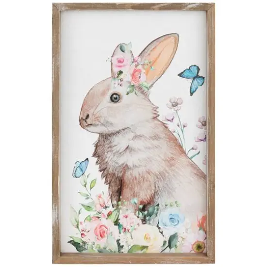 Easter Bunny with Flowers Framed Wall D&eacute;cor {1}