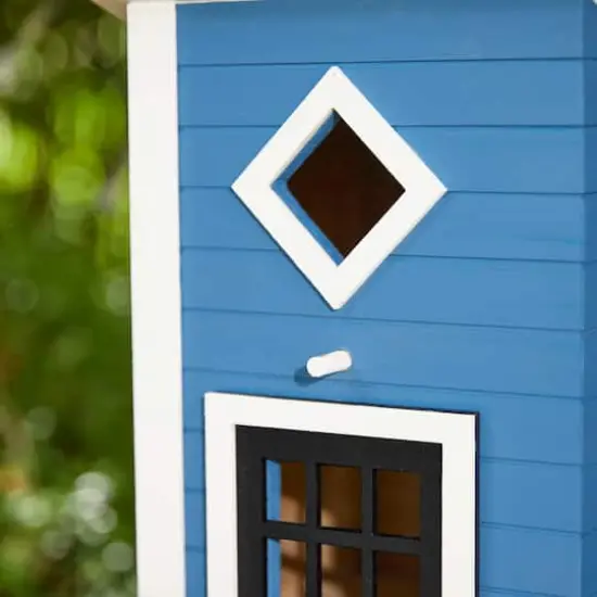 Glitzhome&reg; 14" Modern Blue Wood Garden Birdhouse {6}