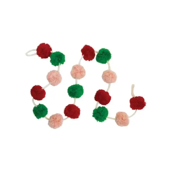 Hello Honey&reg; 6ft. Pink, Red & Green Wool Felt Pom Pom Garland {1}