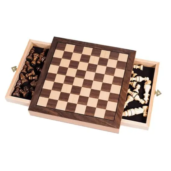 Toy Time Elegant Wooden Inlaid Magnetized Chess Cabinet Set {1}