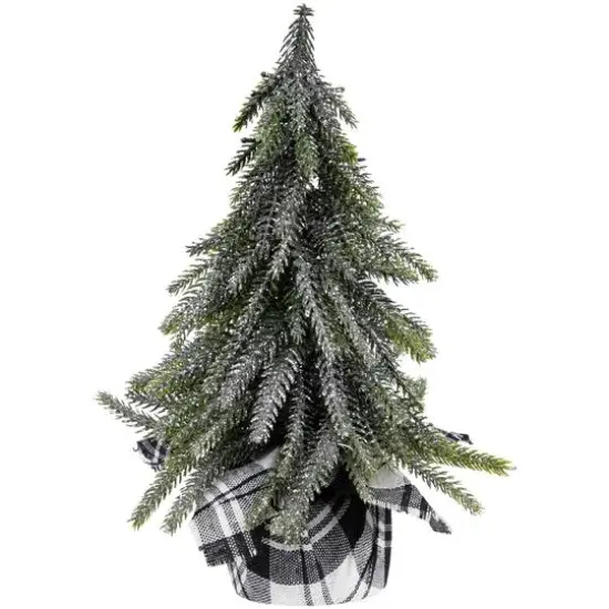 9.5" Unlit Mini Silvery Pine Downswept Artificial Christmas Tree Set {4}