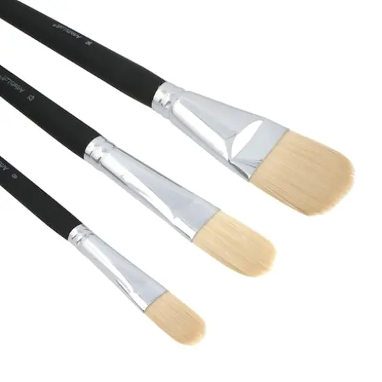 Filbert White Taklon 3 Piece Long Handle Oil & Acrylic Brush Set by Artist's Loft&reg; {3}