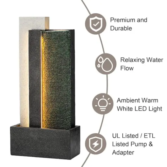 Glitzhome&reg; 38.25" Modern LED Textured Surface Outdoor Floor Fountain {4}