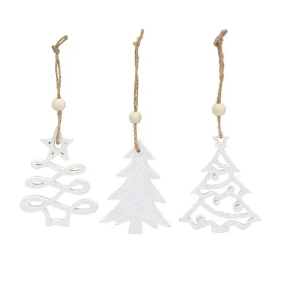 9 Pack 3" Glittery White Tree Ornaments {1}