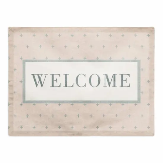 Welcome Plus Cotton Twill Placemat Blue/Blush {1}