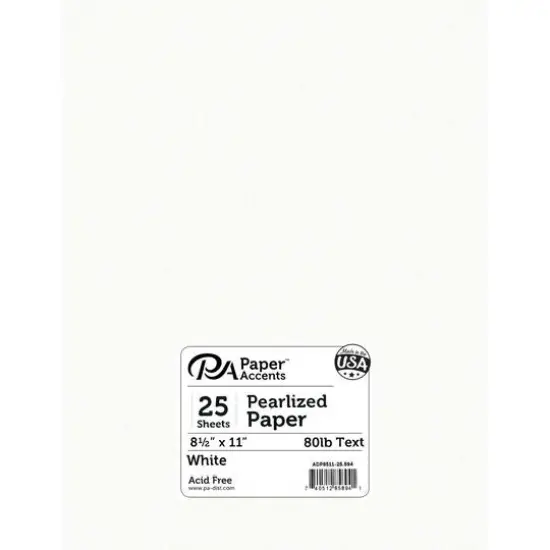 PA Paper&trade; Accents Pearlized 8.5" x 11" 80lb. Paper, 25 Sheets White {1}