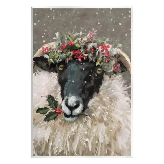 Stupell Industries Holiday Berries Farmhouse Sheep Wall Plaque Art {1}