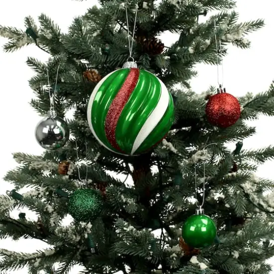 44 Pack 48mm & 120mm Red, White, Green & Silver Shatterproof Ball Ornaments by Ashland&reg; {4}
