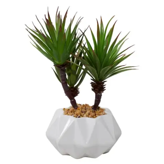 11" Contemporary Style Artificial Succulent in White Ceramic Pot {3}
