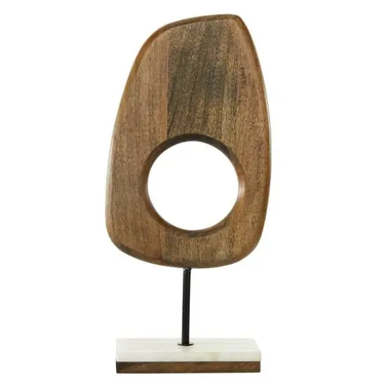 18" Brown Mango Wood Modern Sculpture {1}