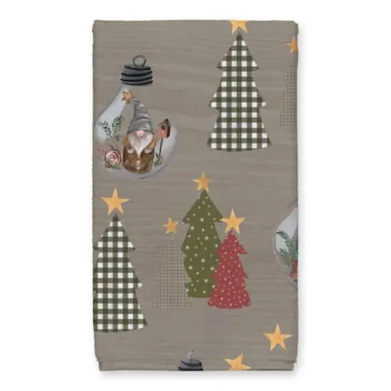Good Tidings Gray Tree & Globe Pattern Tea Towel Set {4}