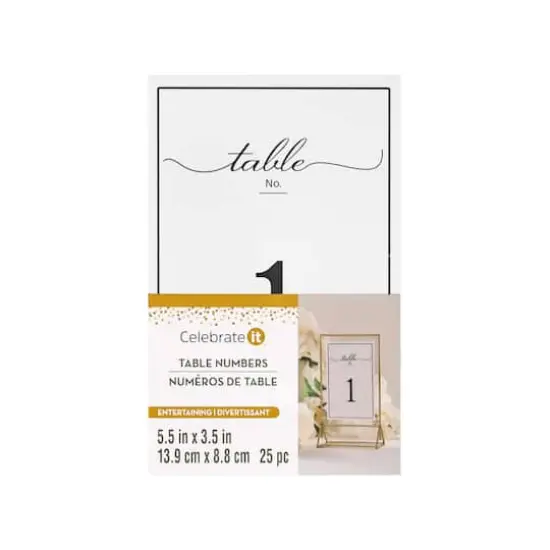 5.5" x 3.5" Black 1 to 25 Table Number Card Set by Celebrate It&trade; {1}