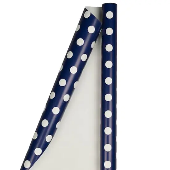 JAM Paper Polka Dot Gift Wrap Navy Blue and White {1}