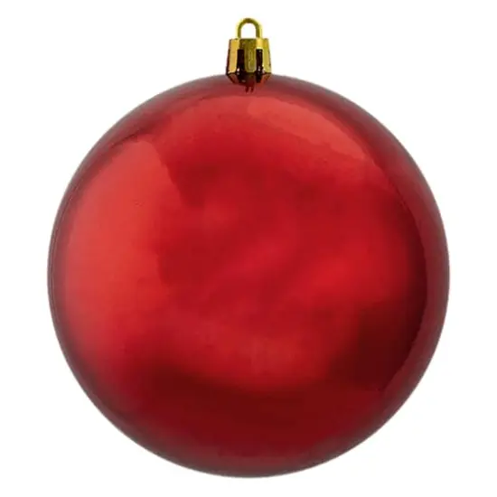 12ct. 4" Shiny Red Hot Shatterproof Plastic Ball Ornaments {3}
