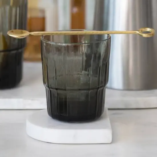 Hello Honey&reg; White Modern Arched Marble Coaster Set {4}