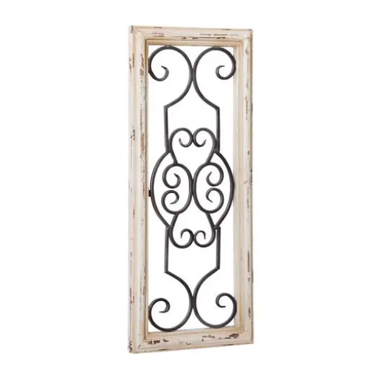 25" White Farmhouse Ornamental Wood & Metal Wall D&eacute;cor {4}