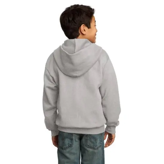 Port & Company&reg; Youth Core Fleece Full-Zip Hooded Sweatshirt Ash {6}