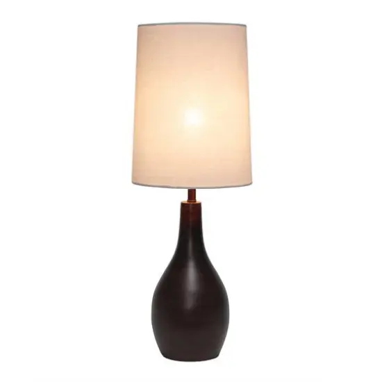 Simple Designs 19.5" Tear Drop Table Lamp with Fabric Drum Shade Restoration Bronze {3}