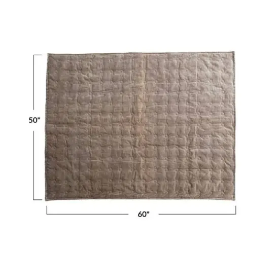 Hello Honey&reg; Taupe Cotton Velvet Quilted Throw {6}