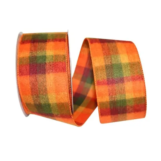 JAM Paper 2.5" x 10yd. Flannel Peak Plaid Wired Ribbon {1}