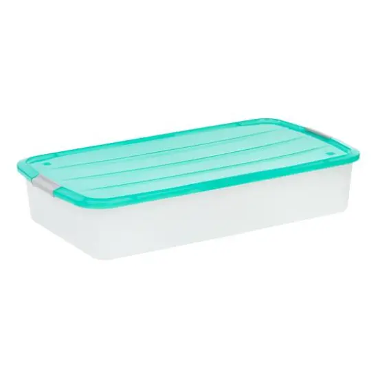 IRIS&reg; 50qt. Mint Green & Clear Underbed Storage Box with Latching Lid {6}