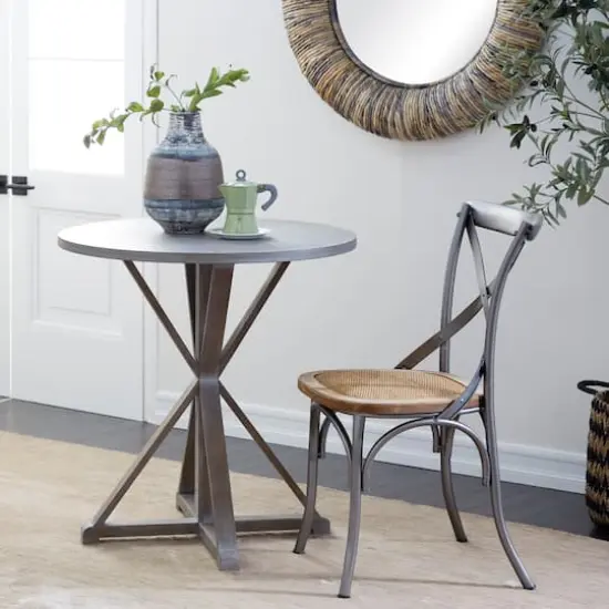 31" Brown Wood Farmhouse Accent Table {9}