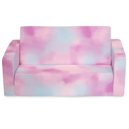 Delta Children 30" Pink Tie Dye Cozee Flip Out 2-in-1 Convertible Chair to Lounger {4}
