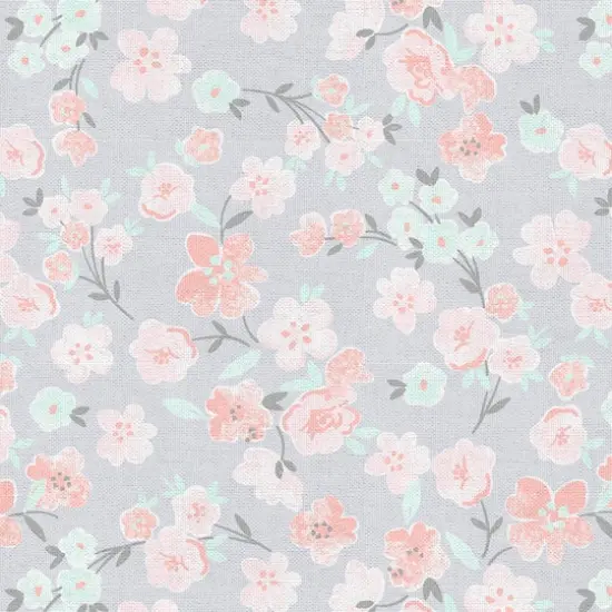 Fabric Editions Gray Floral Blooms Cotton Fabric {4}