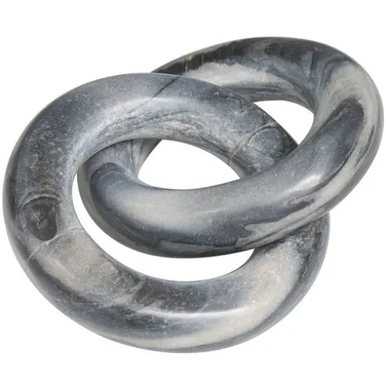 6" Black Marble Geometric Link Chain Sculpture {1}