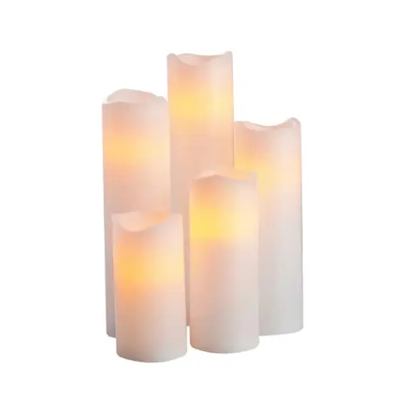 White 5 Piece LED Wax Pillar Candle Set by Ashland&reg; {3}