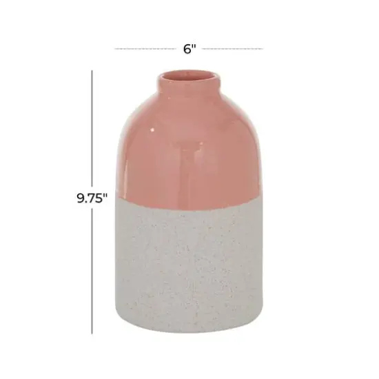 Pink Ceramic Modern Vase, 10" x 6" x 6" {6}