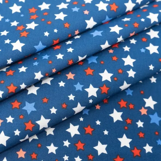 SINGER Solid Stars on Navy Cotton Fabric {3}