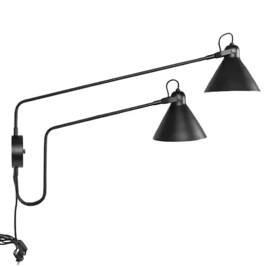 Hello Honey® 5ft. Black Modern 2-Light Metal Articulating Wall Sconce {6}