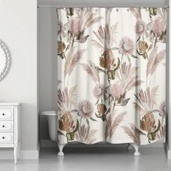 Protea Blooms Shower Curtain Cream {3}