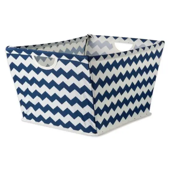 Nautical Blue Polyester Chevron Trapezoid Bin {2}